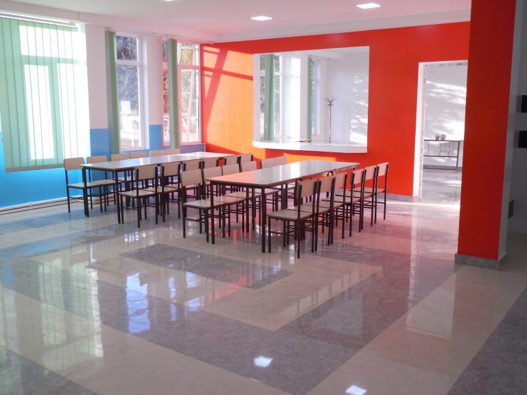 The dining area is complete and ready for the children.
