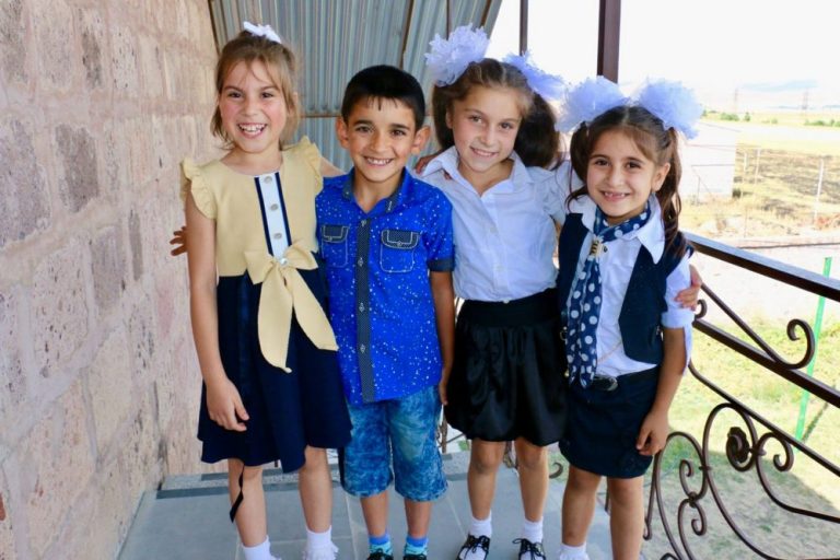 All dressed up for September 1st, which marks the first day of school in Armenia.