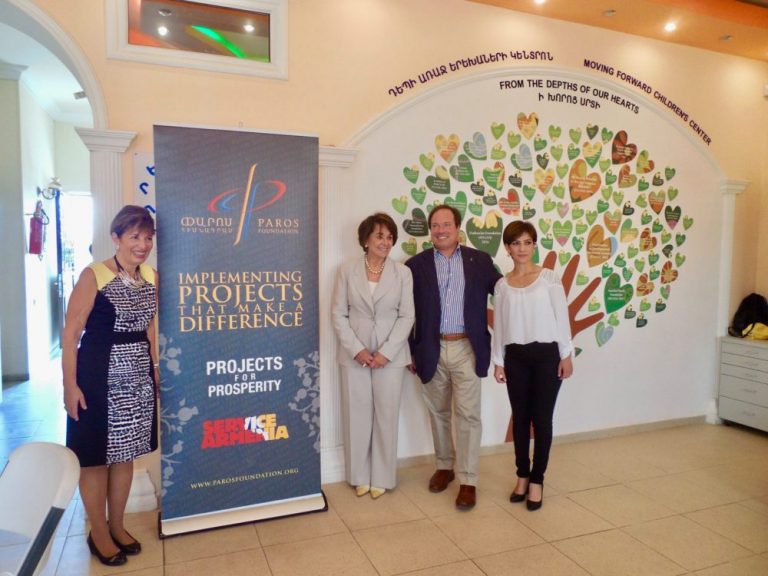 Congresswoman Jackie Speier, Congresswoman Anna Eshoo, Paros Chairman, Roger Strauch and Debi Arach Director, Aida Khachatryan during their visit of the center.