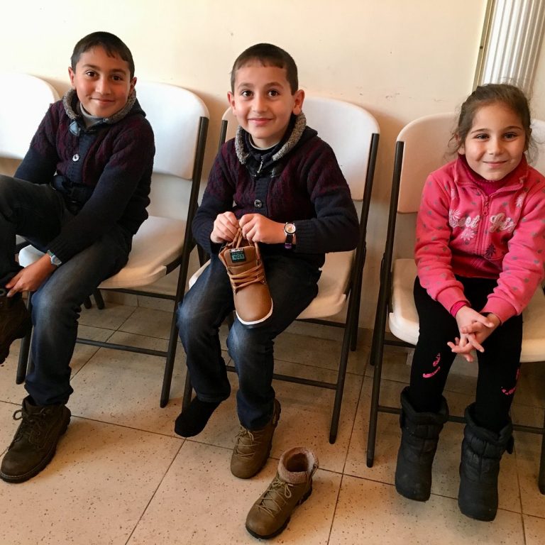 Ready for winter with their new winter boots!