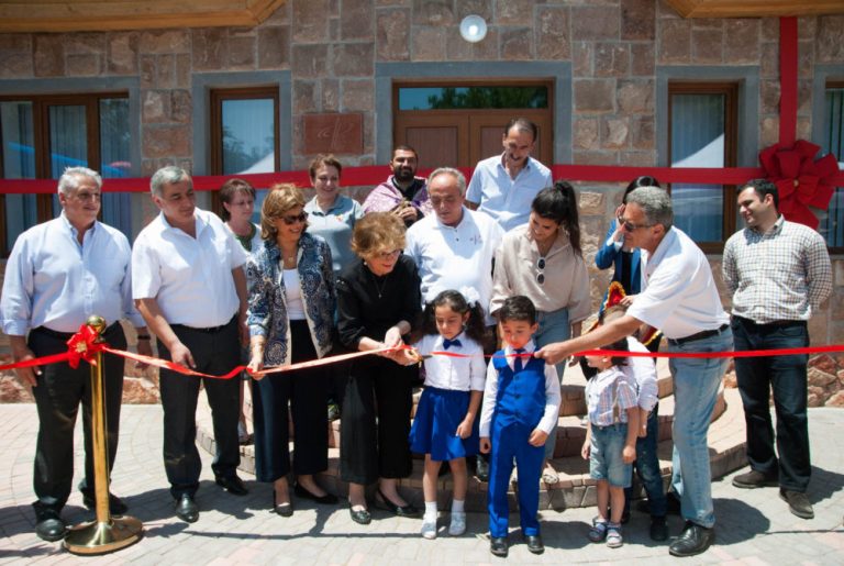 The Paros, DSA, FCN staff along with the village and municipality representative cut the ribbon to the new Baghanis Kindergarten.