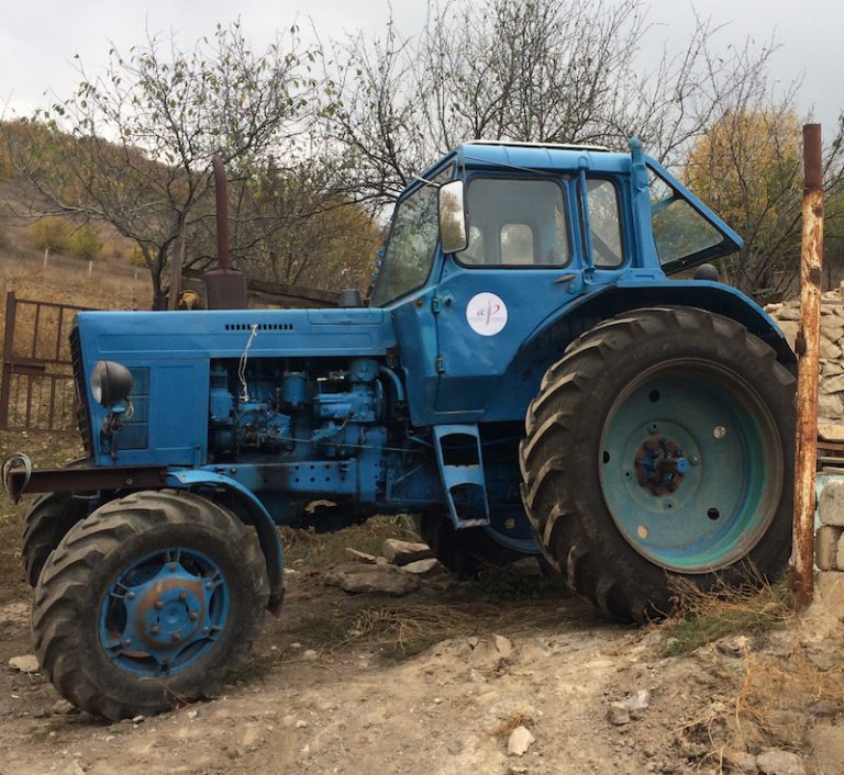 The tractor was branded with the logo of The Paros Foundation.