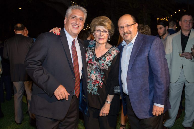 Paros Executive Director, Peter Abajian, DSA Chairperson, Flora Dunaians and ADSC Board Member, Gary Kevorkian, at the "Evenings Under the Stars" fundraiser at the Dunaians' residence.