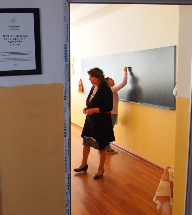 One of the three completed classrooms at the Ljashen village school.