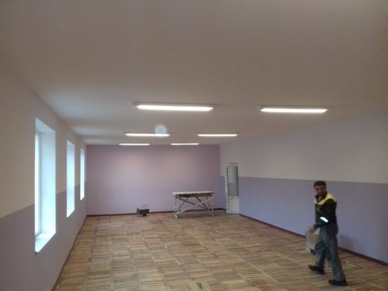 Work in the auditorium is almost complete.