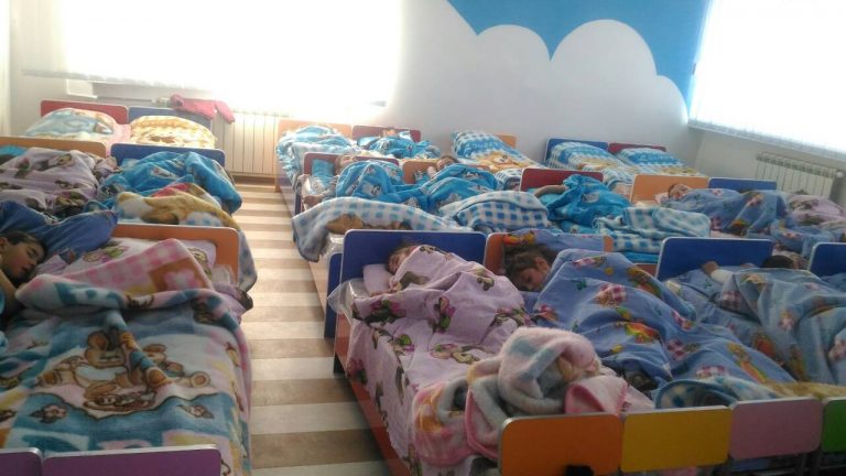 Warm and comfortable in their new beds at the Chinari Kindergarten.