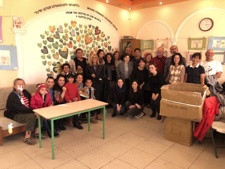 Journey to Armenia participants, Paros Foundation and Debi Arach staff at the end of the boot and coat distribution.