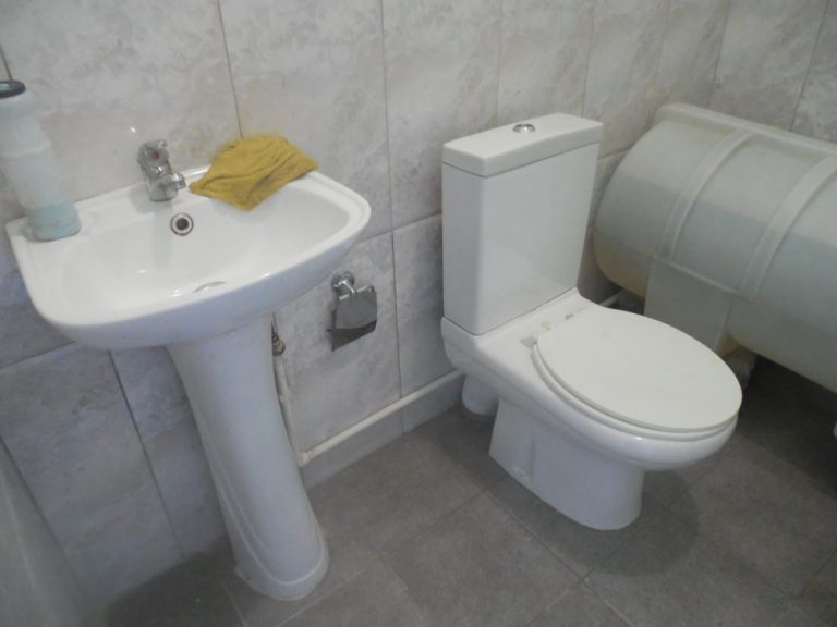 Newly renovated staff restroom at the kindergarten in Paravakar.