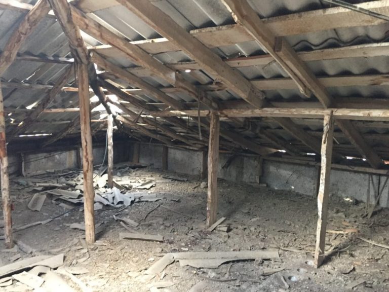 The attic space beneath the roof at the Abovyan school shows
