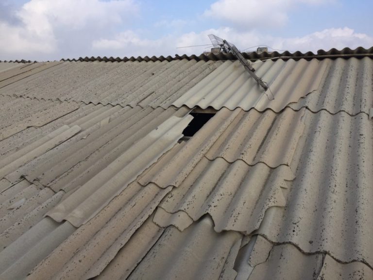 The composite asbestos roofing at the Abovyan school is in terrible condition and needs to be completely replaced.