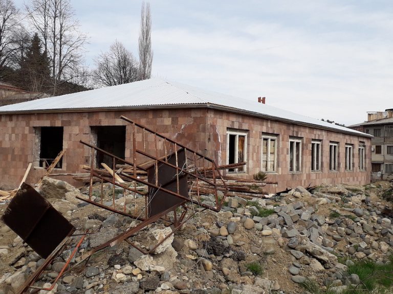 The new roof of the Noyemberyan Kindergarten.