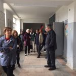 Journey Through Armenia participants inspecting the first floor classrooms at the Zorakan School.  Funding permitting, this floor will be renovated in the summer of 2019.