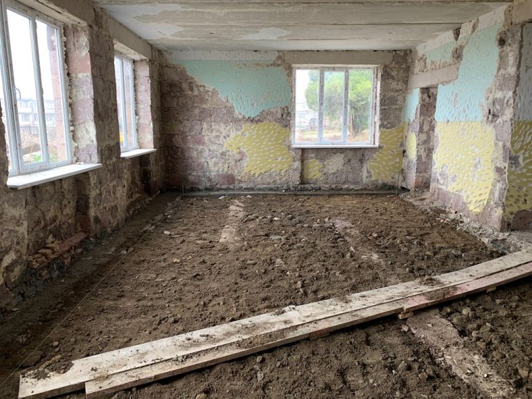 New windows installed and floor filled and compacted at the Noyemberyan Kindergarten.