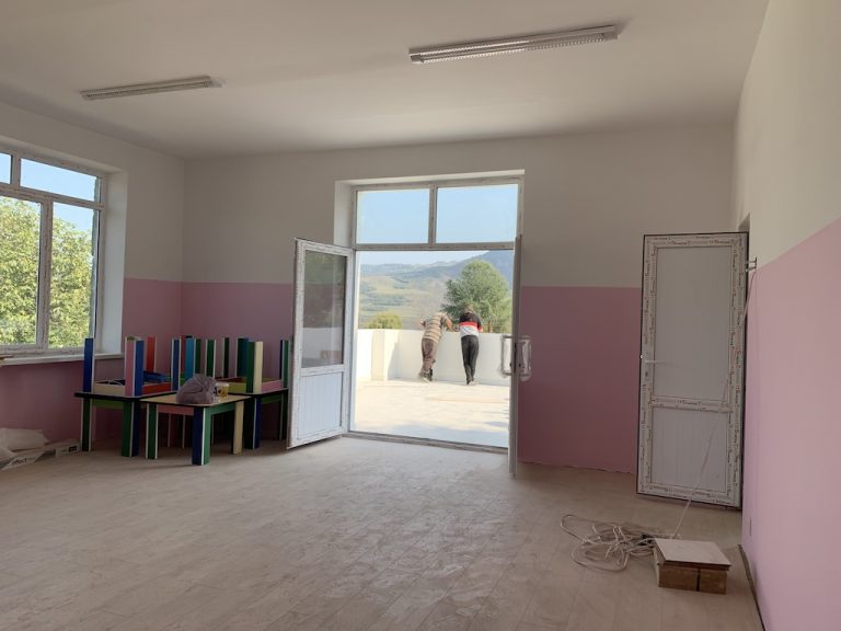 The large multipurpose room is completed at the kindergarten in Varagavan.