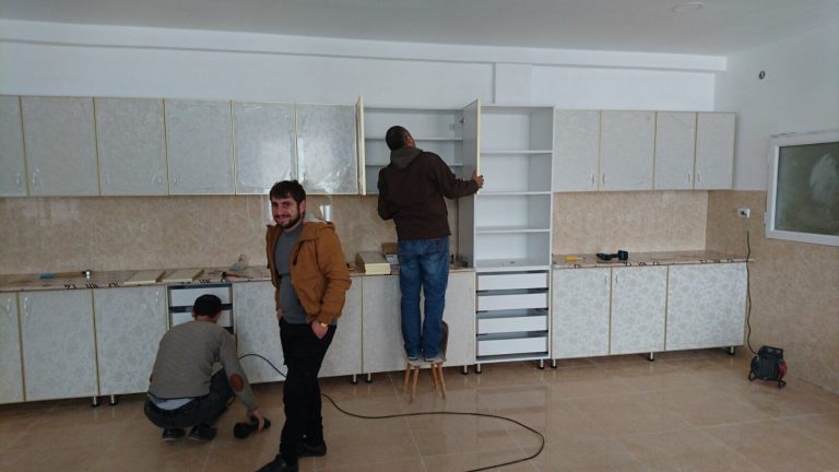A local crew manufactured and installed the new cabinets in the kitchen at 
Paruyr Sevak.