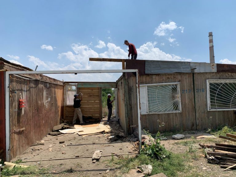 Wood from the demolition will be distributed to other families in need.