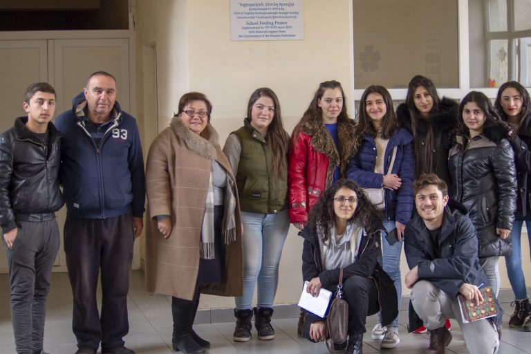 Students, school and Paros staff at the School in Paravakar following the recycling collections.