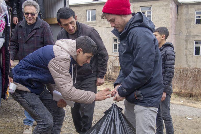 Paros and ISSR staff spent the entire day collecting and registering materials at each village school.