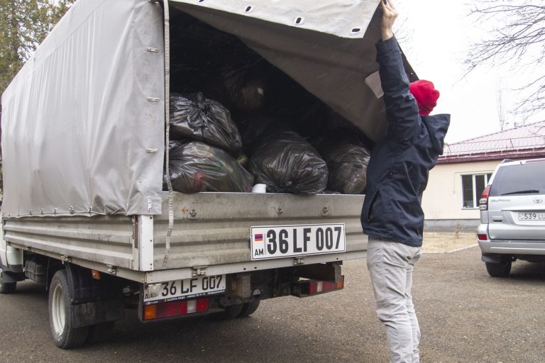 Truck loads of recyclables were collected and transferred to the center in Yerevan as a result of the recycling contest.