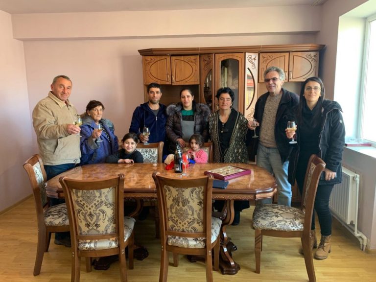 Paros & Shirak staff welcoming the Nalbandyan Family to their new home.