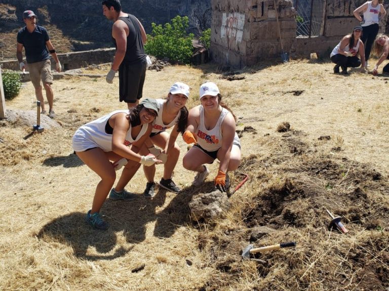 Part of the preparatory work included digging up rocks and other debris.