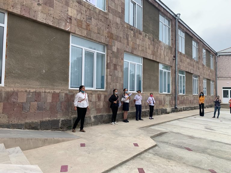 The exterior of the Zorakan village school following its renovation.