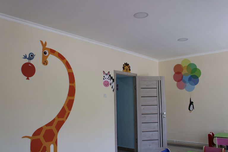 Colorful decorations make the newly renovated classroom at the Aygedzor Kindergarten exciting for the children.