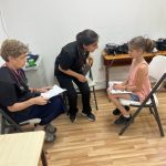 Dr. Vicki Kaprelian and Medical Resident Anna Tsarukyan conduct wellness screenings at the Debi Arach Children's Center in Gyumri.