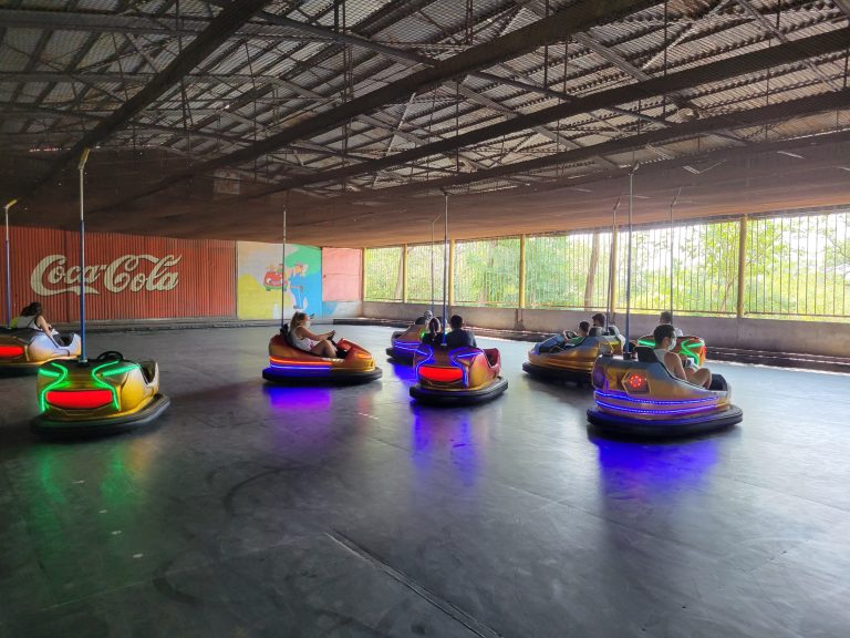 Kharpert residents and SERVICE participants having a go at bumper cars.