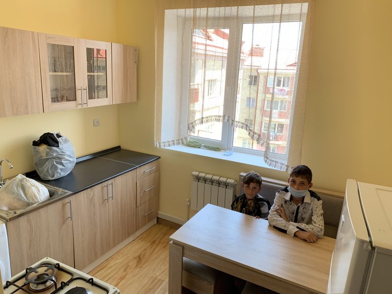 The Bdoyan kids getting a feel of their new spacious kitchen.