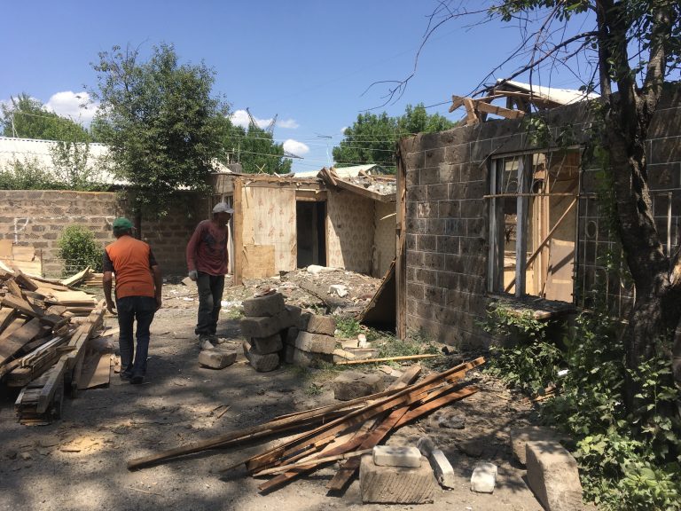 The Bdoyan Family's old domik demolished after their big move.