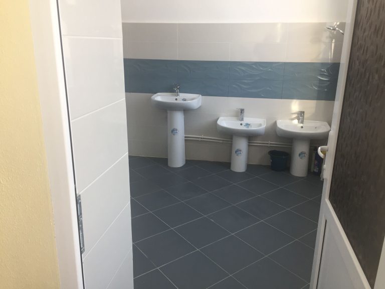One of the newly renovated bathrooms.