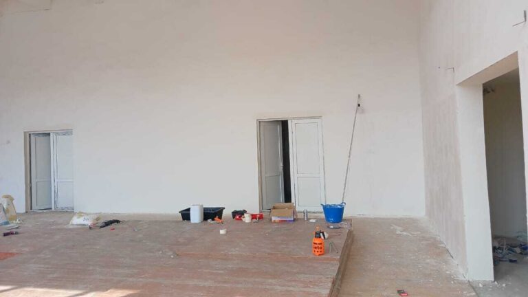 A new floor is being installed as well as new paint in the auditorium.